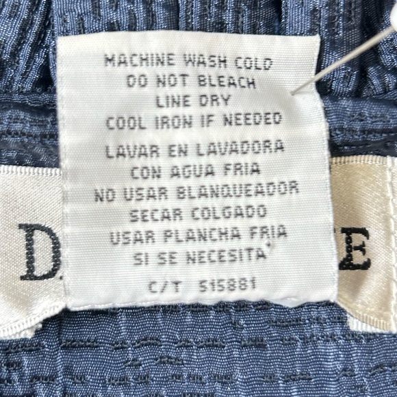 Danny & Nicole Navy Ribbed Sheath Knee Length Dress with Ruffled VNeck Collar. - Picture 4 of 10